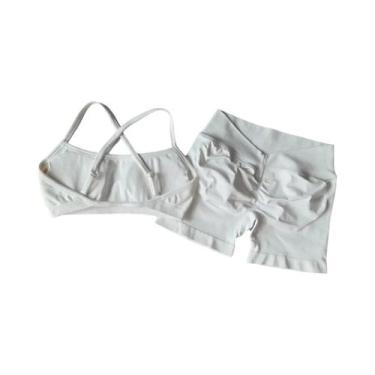 Imagem de Conjunto De Yoga Feminino Sem Costura De 2 Peças: Top Esportivo E Shor