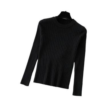 Imagem de Suéter Feminino De Tricô Macio Com Gola O, Manga Longa, Ajuste Slim Pa