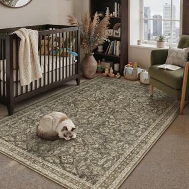 Imagem de PureCozy Tapete marrom 7,5 x 12,5 cm, lavável, para escritório, vintage, antiderrapante, pequeno, camada baixa, fina, para quarto, cozinha, decoração retrô, sala de estar, sala de jantar, banheiro