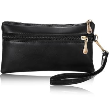Imagem de Xinjoduz 1 peça de carteira feminina de couro PU pequena bolsa de mão preta clutch bolsa de mão bolsa de mão carteira para celular bolsas com zíper para mulheres mulheres presentes