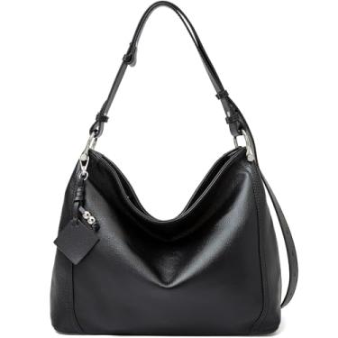 Imagem de FOXLOVER Bolsas de mão de grande capacidade para mulheres bolsas de ombro despojadas bolsas de couro com alça superior design minimalista, Preto