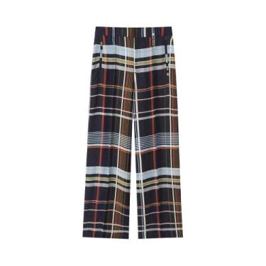 Imagem de Conjunto De Camisa Xadrez De Verão Feminina E Calças De Perna Larga, R