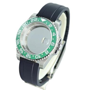 Imagem de FEIYASHI Caixa de relógio GMT Diver 20ATM de 40 mm de aço inoxidável para NH35/36/38 Miyota8215 ETA2824 Movimento 28,5 mm Peças modificadas pelo mostrador, Tampa inferior de vidro 3, For Miyota8215