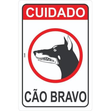 Imagem de 5 Placa Aviso Cuidado Cão Bravo Advertência Bravo 20x30cm - LOOK