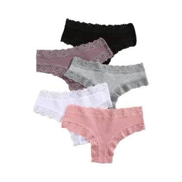 Imagem de Calcinhas Brasileiras De Algodão Com Renda plus Size, Sem Costura, Cin