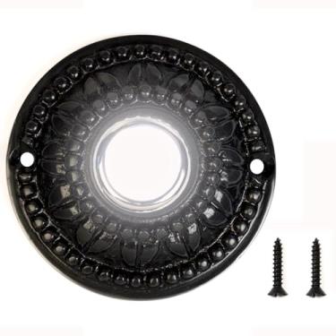 Imagem de A29 Botão de pressão decorativo de latão sólido com fio, acabamento em bronze polido a óleo, placa redonda de 5,8 cm x 5,8 cm, campainha de LED de montagem externa resistente a intempéries, ferragens