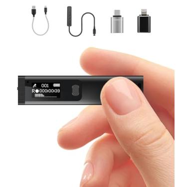 Imagem de Mini gravador de voz digital – Gravador ativado por voz de 1536 Kbps com redução de ruído, gravador de áudio de 64 GB para palestras e entrevistas, gravador magnético portátil com USB, leitor de MP3