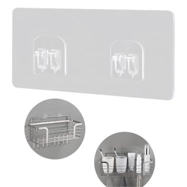 Imagem de 1 pacote de substituição de adesivo de chuveiro - ganchos adesivos resistentes sem broca, tiras transparentes para prateleiras de banheiro e prateleiras de cozinha (2 tamanhos incluídos