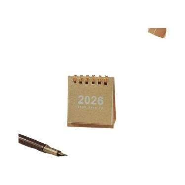 Imagem de Calendário De Mesa Mini Portátil Em Cores Sólidas, Estilo Casual, Orna