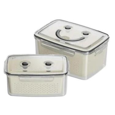 Imagem de Kit 2 Potes Porta Alimentos Escorredor 800ml E 1500ml - 3Kam