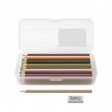 Imagem de Estojo de plástico com tampa de encaixe, caixa de armazenamento transparente de grande capacidade, design empilhável para material de escritório, 1 organizador transparente