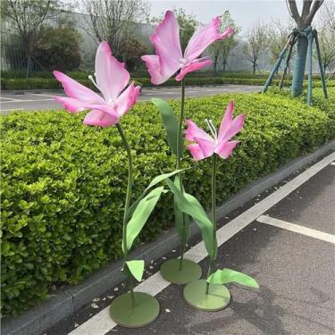 Imagem de Conjunto de flores artificiais grandes - 3 decorações florais de borboleta gigante para casamentos, festas de aniversário e decoração de casa - ideal para eventos e vitrines