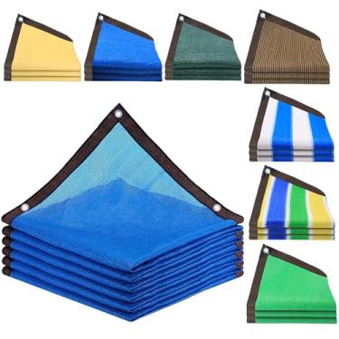Imagem de Pano de proteção solar premium, 90% rede de bloqueio UV para pátio, pérgola, varanda, galinheiro e canil - Tecido azul durável de 6 x 14 m com ilhós de aço inoxidável reforçado