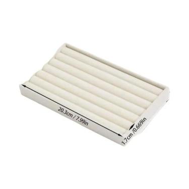 Imagem de Organizador De Joias Em Veludo Cinza Bege, Bandeja Empilhável, Estojo 