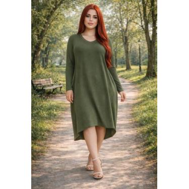 Imagem de Vestido Mullet Manga Longa Moda Femenina - modanascimento, Verde milit