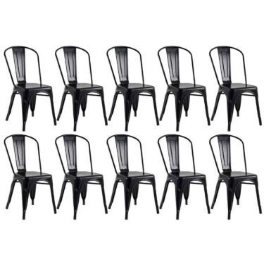 Imagem de Kit 10 Cadeiras Iron Tolix Ferro Reforçado Empilhavel Industrial Preto