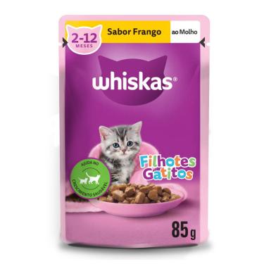 Imagem de Ração Úmida Whiskas Sachê Frango ao Molho para Gatos Filhotes 85 g