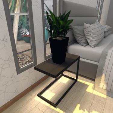 Imagem de Mesa De Cabeceira Industrial Preta Mdf Canto Quarto Mesas De Cabeceira Mesinha Cabeçeira Cabiceira