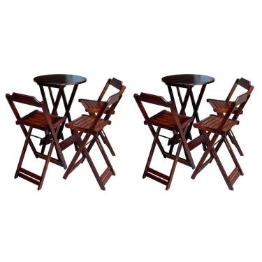 Imagem de Kit 2 Jogos De Mesa Bistrô De Madeira Dobrável Com 3 Banquetas - Imbuia