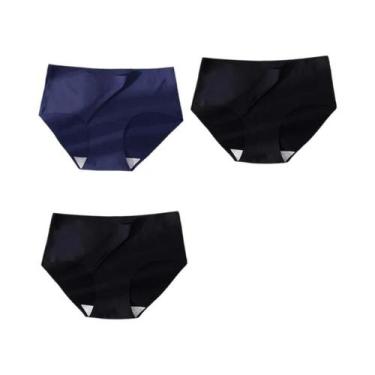 Imagem de Calcinhas Femininas plus Size De Seda Gelada Sem Costura, Kit Com 3 Pe