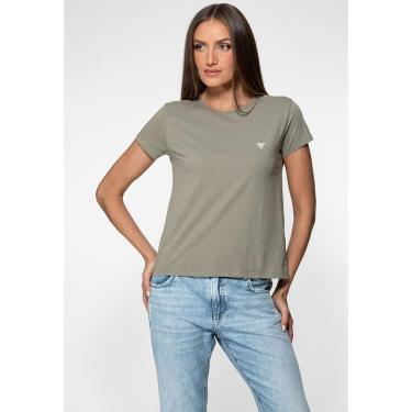 Imagem de Camiseta Etiqueta Guess Triangulo Verde Musgo-Feminino