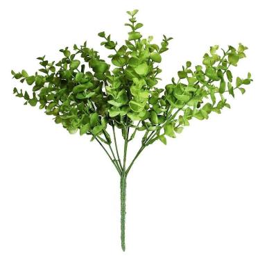 Imagem de Ramo Planta Artificial Eucalipto Cor Verde Flor Arte 39x33cm
