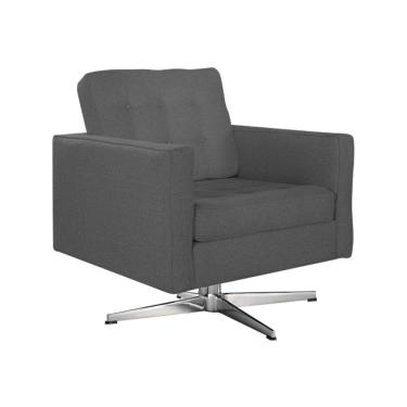 Imagem de Poltrona Fk Giratória Linho Cinza Base Alumínio