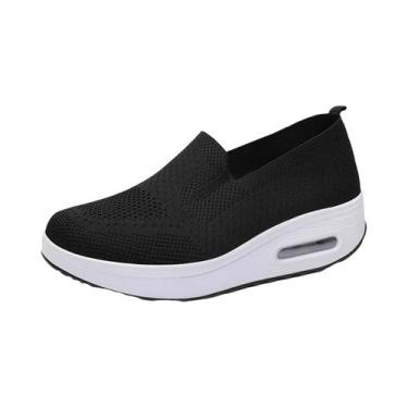 Imagem de Tênis Casuais Femininos Respiráveis Em Malha, Slip-On, Para Caminhada,