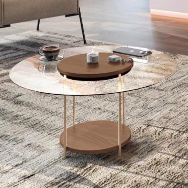 Imagem de Mesa de Centro Para Sala Redonda Tampo Vidro Pés Aço Allure B01 Castan
