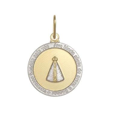 Imagem de Pingente Redondo Nossa Senhora Aparecida Oração E Ródio