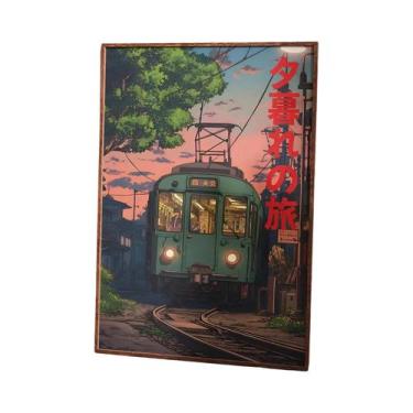 Imagem de Impressão Em Tela De Paisagem Ferroviária Japonesa Retrô De Rua Noturn