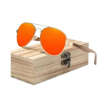 Imagem de Óculos De Sol Unissex UV400 HD Polarizados Com Armação De Madeira E Li