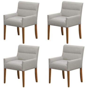 Imagem de Kit 4 Cadeiras Para Mesa De Jantar Angel Base Madeira Corano Fendi - Nexta Casa