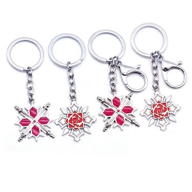 Imagem de Chaveiro Anime Red Rose Snowflake Design Metal