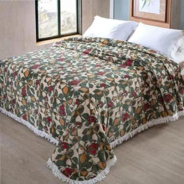 Imagem de Colcha Cobre Leito Chenille Jolitex Queen Casal Estampada com Franja L