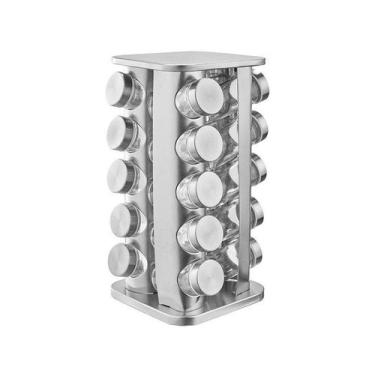 Imagem de Porta Tempero Condimento Redondo Inox 20 Potes Giratório HAUSKRAFT - H