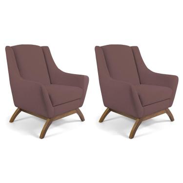 Imagem de Kit 2 Poltronas Decorativas Juliet D02 Fixa Veludo Rosa Lyam Decor