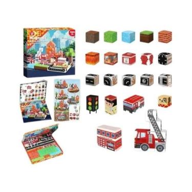 Imagem de Blocos Magnéticos Minecraft 100 Peças, Mini Quebra-Cabeça Para Criança