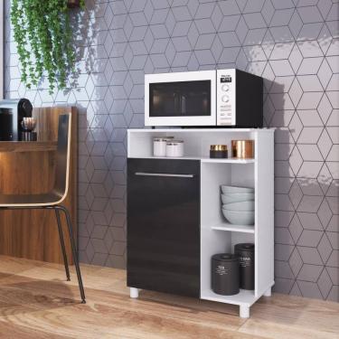 Imagem de Armário Balcão de Cozinha Multiuso 1 Porta 3 Prateleiras 60cm M09T Cor Branco - Decibal Móveis
