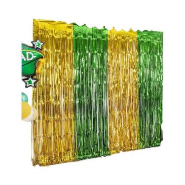 Imagem de Cortinas De Franjas Metalizadas Azuis Com Estampa De Cachorro, Pacote 