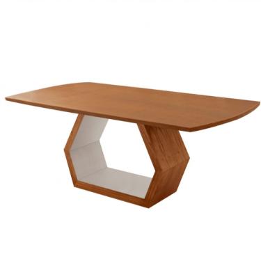 Imagem de Mesa para Sala de Jantar Ane Oval MDF 180x90cm Off White Cinamomo Imbuia Estilo Moderno