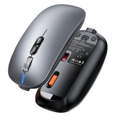Imagem de Mouse Recarregável Com 2 Bluetooth + USB Para Macbook Air Pro M1 M2 M3