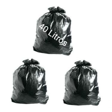 Imagem de Saco de Lixo Preto Resistente 40 LITROS 60x60CM com 100 Unidades para Uso Doméstico e Comercial