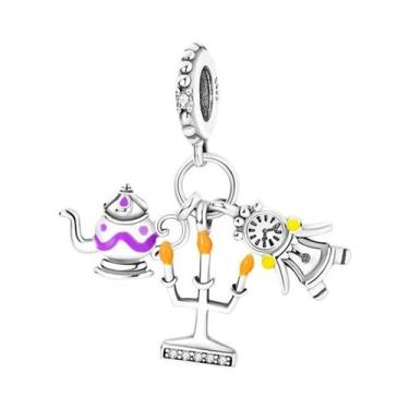 Imagem de Pingentes De Conto De Fadas Castelo De Rosas E Coelho Raposa Prateada 