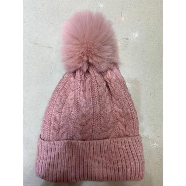 Imagem de Touca Feminina de Inverno OEM Forrada com Pelúcia em Lã Acrílica Antialérgica Rosa Adulto