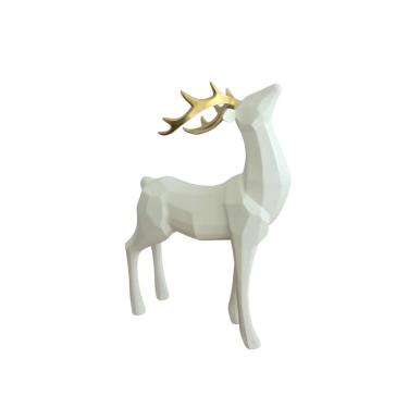 Imagem de Rena Decorativa em Pé Resina para Decoração de Natal Acabamento Fino Branco Tok da Casa