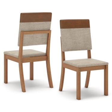 Imagem de Kit 4 Cadeiras Estofadas Para Mesa De Jantar Milla Plus S38 Nature Corano Caramelo Creme - Henn