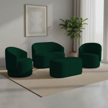 Imagem de Namoradeira com 2 Poltronas e Puff Orgânico Malu Max Bouclê M11 - D`Rossi