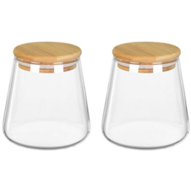 Imagem de KIT 2 POTE MANTIMENTOS HOME&CO COM TAMPA BAMBU BOROSSILICATO 550ml 10x8x8