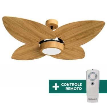 Imagem de Ventilador de Teto Com Controle Remoto Natuvent Dahlia Led 4 Pás Madei